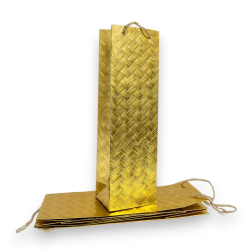 Set di 12 Buste Regalo in Carta - Oro Laminata - 36x12x9 cm