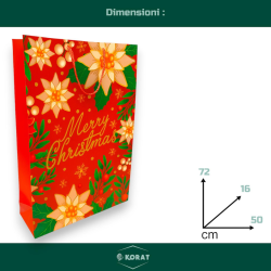 Buste Natalizie Eleganti in Carta Plastificata – Con Manici in Corda - 50x72x16 cm - Fiore Natalizio