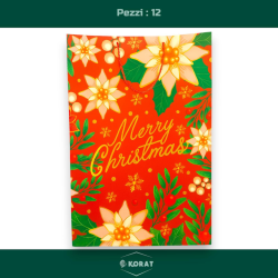 Buste Natalizie Eleganti in Carta Plastificata – Con Manici in Corda - 50x72x16 cm - Fiore Natalizio