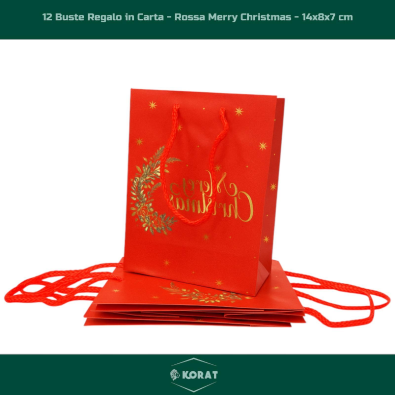 Buste Regalo Natale “Merry Christmas” – Eleganza, Colore e Spirito Natalizio - 14x8x7 cm