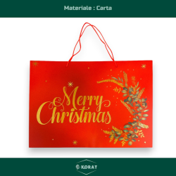 12 Buste Regalo in Carta - Rossa Orizzontale Merry Christmas - 45.5x33x12 cm
