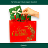 12 Buste Regalo in Carta - Rossa Orizzontale Merry Christmas - 45.5x33x12 cm