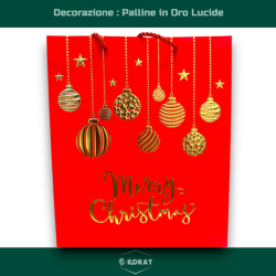 12 Buste Regalo in Carta - Rossa con Palline Rosso/Oro - 26x32x12 cm