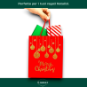 12 Buste Regalo in Carta - Rossa con Palline Rosso/Oro - 26x32x12 cm