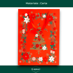 12 Buste Regalo in Carta - Rossa in Velluto Decorazione Oro - 30x42x12 cm