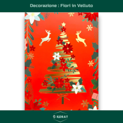 12 Buste Regalo in Carta - Rossa in Velluto Decorazione Oro - 30x42x12 cm