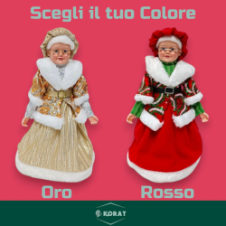 Mamma Natale - 30 cm - Con Abito Natalizio Con Pailletes Oro