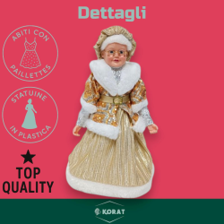 Mamma Natale - 30 cm - Con Abito Natalizio Con Pailletes Oro