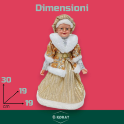 Mamma Natale - 30 cm - Con Abito Natalizio Con Pailletes Oro