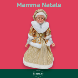 Mamma Natale - 30 cm - Con Abito Natalizio Con Pailletes Oro