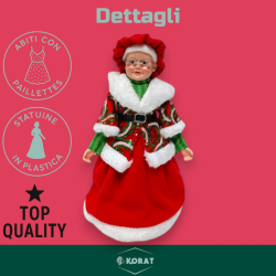 Mamma Natale - 30 cm - Con Abito Natalizio Con Pailletes Rosso/Verde