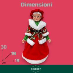 Mamma Natale - 30 cm - Con Abito Natalizio Con Pailletes Rosso/Verde