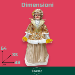 Mamma Natale - 64 cm - Con Abito Natalizio Con Pailletes Oro