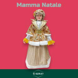 Mamma Natale - 64 cm - Con Abito Natalizio Con Pailletes Oro