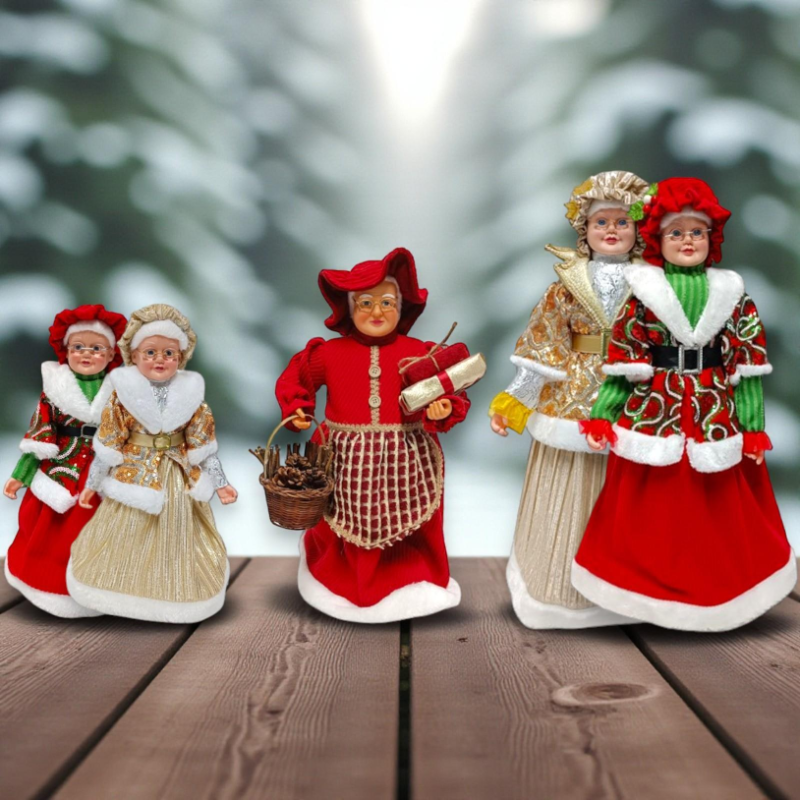 Mamma Natale - 64 cm - Con Abito Natalizio Con Pailletes Rosso/Verde