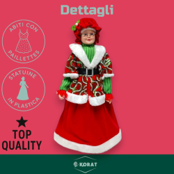 Mamma Natale - 64 cm - Con Abito Natalizio Con Pailletes Rosso/Verde