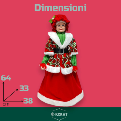 Mamma Natale - 64 cm - Con Abito Natalizio Con Pailletes Rosso/Verde