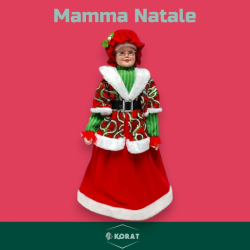 Mamma Natale - 64 cm - Con Abito Natalizio Con Pailletes Rosso/Verde