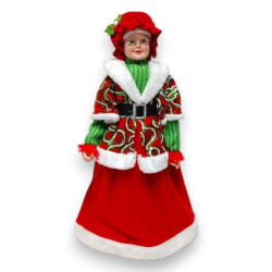 Mamma Natale - 64 cm - Con Abito Natalizio Con Pailletes Rosso/Verde