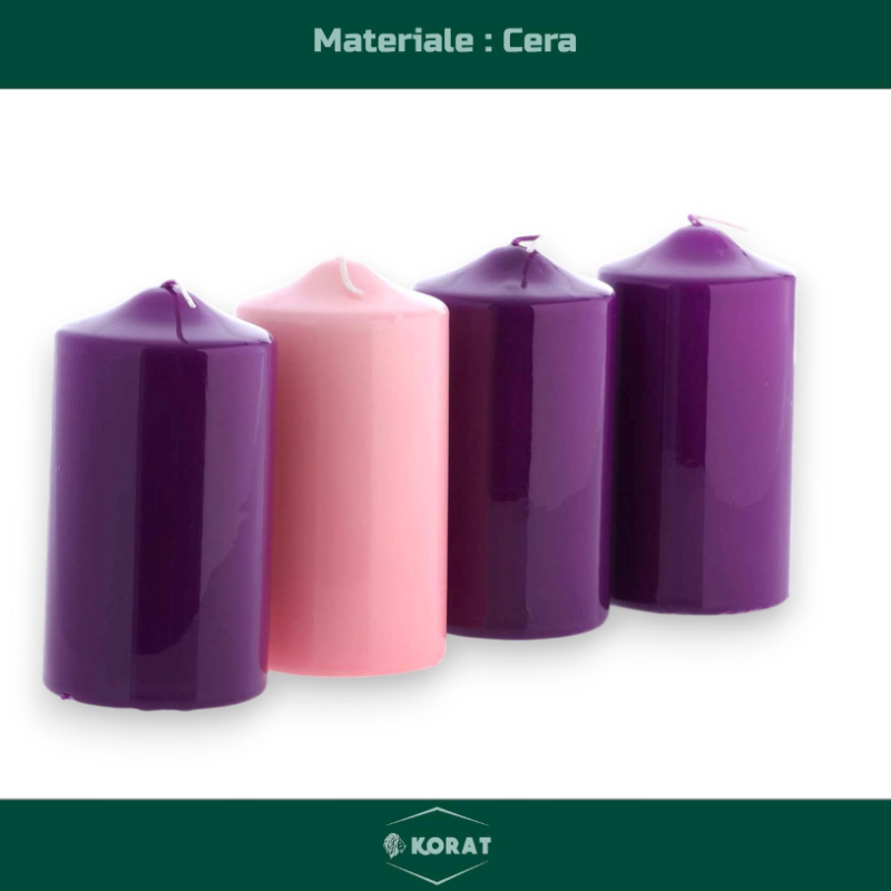 Set di 4 Candele per Avvento - Rosa e Viola - 15x7.5x7.5 cm