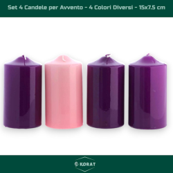 Set di 4 Candele per Avvento - Rosa e Viola - 15x7.5x7.5 cm