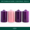 Set di 4 Candele per Avvento - Rosa e Viola - 15x7.5x7.5 cm