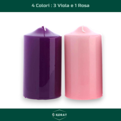 Set di 4 Candele per Avvento - Rosa e Viola - 15x7.5x7.5 cm