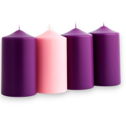 Set di 4 Candele per Avvento - Rosa e Viola - 15x7.5x7.5 cm