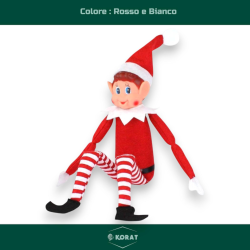 Elfo Dispettoso Natalizio - Gambe Morbide - Bianco e Rosso - 45 cm