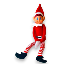 Elfo Dispettoso Natalizio - Gambe Morbide - Bianco e Rosso - 45 cm