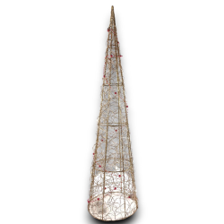 Cono Oro con Luci e Palle Rosse - 80 cm