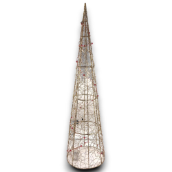 Cono Oro con Luci e Palle Rosse - 80 cm