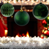 3x Palla di Natale Gigante Ø 15 e 20 cm in Plastica LUCIDA PERLATA E OPACA GLITTER VERDE