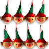 8 Palline con Cappello e Orecchie -Elfo - 8 Cm