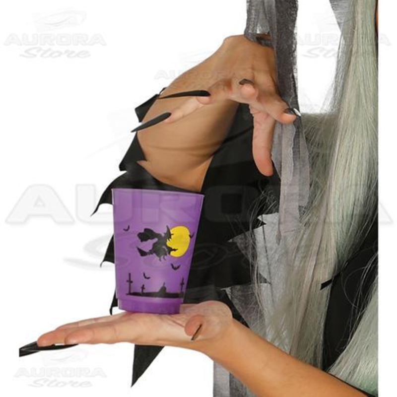 Bicchiere Halloween Befana in plastica Viola  - 11 cm