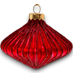 4 Palle Vetro Goccia Rossa - Opaca e Lucida - 8x6 cm