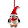 6 Palline con Capello - Pinguino, Babbo Natale, Pupazzo di Neve - 8 cm - PL-67283
