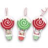 Set 6 Appendini Mongolfiera con PonPon in legno - 12 Cm - Colori Ass.